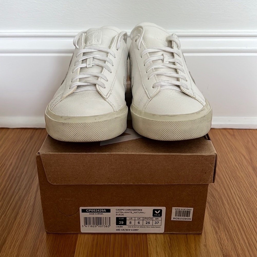 Veja Esplar Bicolor Leather Low-Top Sneakers - Extra White Sable - Size 8